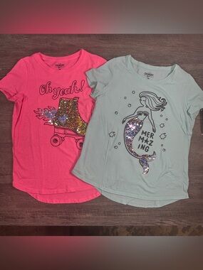 (0026) Girls: 14 Oshkosh 2pc Short Sleeve Shirt Bundle- X3